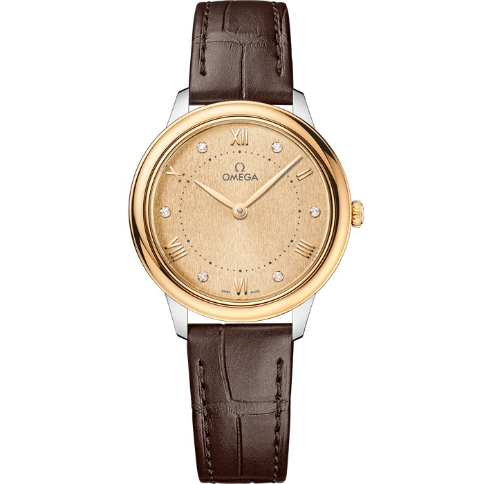 Omega De Ville Prestige 30 mm, stal - żółte złoto na skórzanym pasku 434.23.30.60.58.001