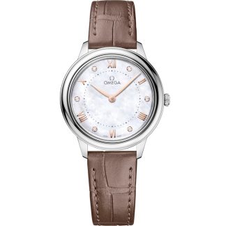 Omega De Ville Prestige 30 mm, stalowy na skórzanym pasku 434.13.30.60.55.001