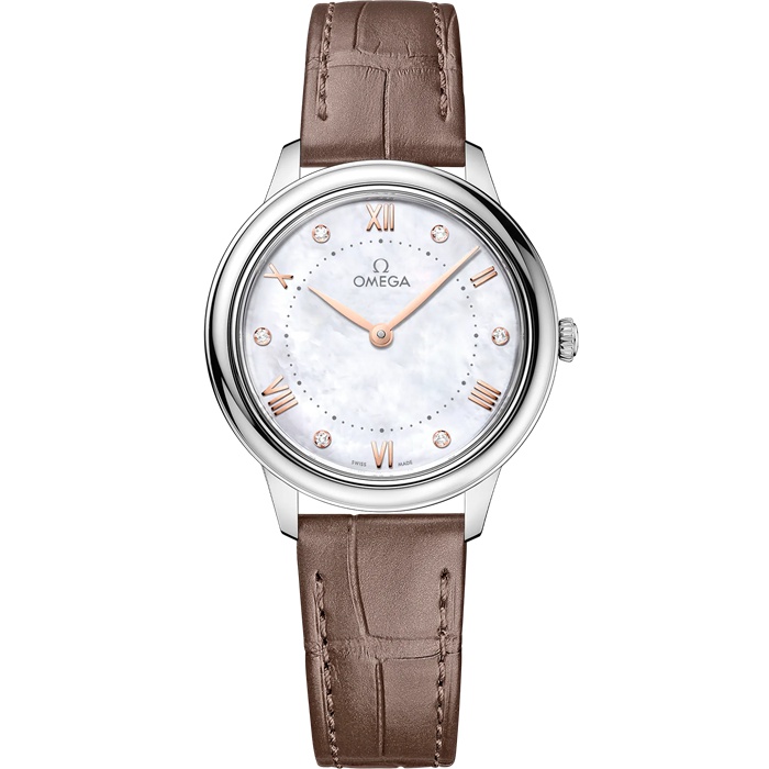 Omega De Ville Prestige 30 mm, stalowy na skórzanym pasku 434.13.30.60.55.001