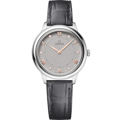 Omega De Ville Prestige 30 mm, stalowy na skórzanym pasku 434.13.30.60.56.001