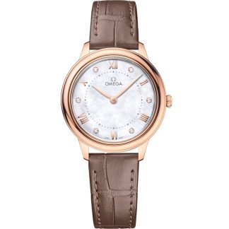 Omega De Ville Prestige 30 mm, złoto Sedna™ na skórzanym pasku 434.53.30.60.55.001