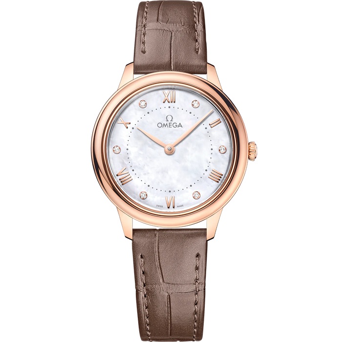 Omega De Ville Prestige 30 mm, złoto Sedna™ na skórzanym pasku 434.53.30.60.55.001