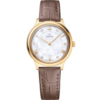 Omega De Ville Prestige 30 mm, żółte złoto na skórzanym pasku 434.53.30.60.55.002