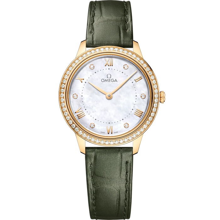 Omega De Ville Prestige 30 mm, żółte złoto na skórzanym pasku 434.58.30.60.55.002
