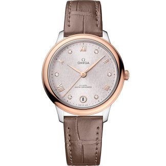 Omega De Ville Prestige 34 mm, stal - złoto Sedna™ na skórzanym pasku 434.23.34.20.52.003