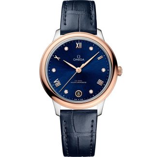 Omega De Ville Prestige 34 mm, stal - złoto Sedna™ na skórzanym pasku 434.23.34.20.53.001