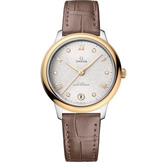 Omega De Ville Prestige 34 mm, stal - żółte złoto na skórzanym pasku 434.23.34.20.52.002
