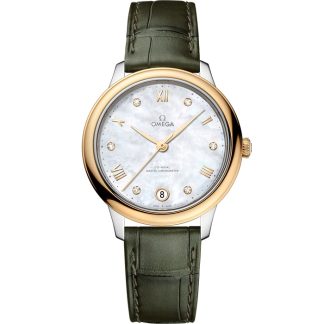 Omega De Ville Prestige 34 mm, stal - żółte złoto na skórzanym pasku 434.23.34.20.55.002