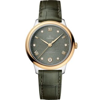 Omega De Ville Prestige 34 mm, stal - żółte złoto na skórzanym pasku 434.23.34.20.60.001