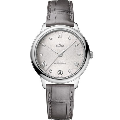 Omega De Ville Prestige 34 mm, stalowy na skórzanym pasku 434.13.34.20.52.001