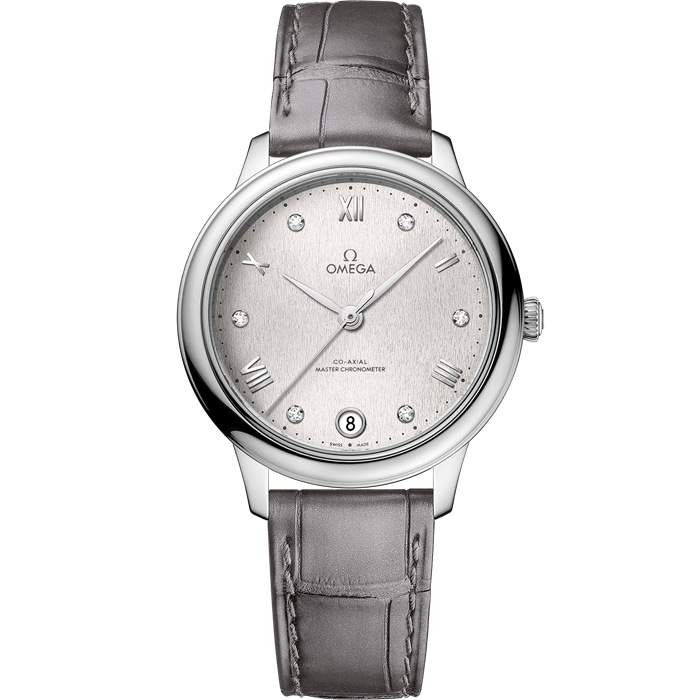Omega De Ville Prestige 34 mm, stalowy na skórzanym pasku 434.13.34.20.52.001