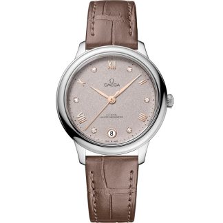 Omega De Ville Prestige 34 mm, stalowy na skórzanym pasku 434.13.34.20.52.002