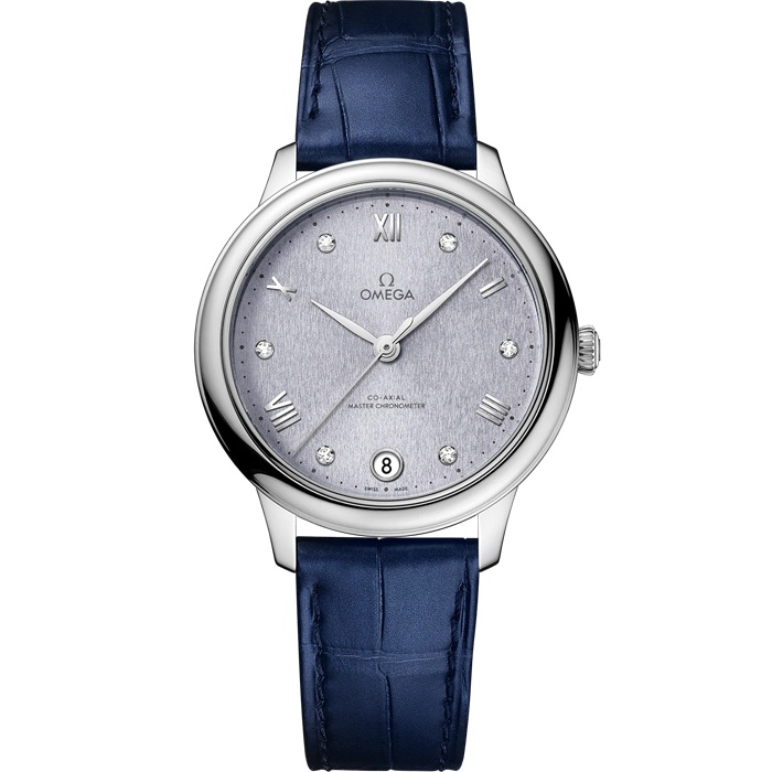 Omega De Ville Prestige 34 mm, stalowy na skórzanym pasku 434.13.34.20.53.001