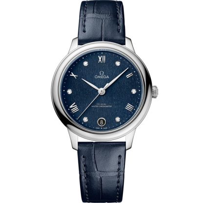 Omega De Ville Prestige 34 mm, stalowy na skórzanym pasku 434.13.34.20.53.002