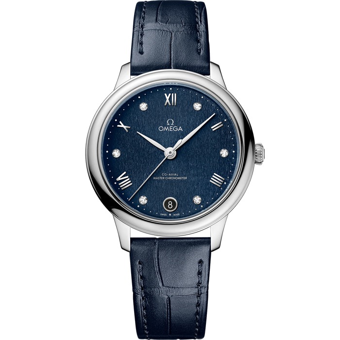 Omega De Ville Prestige 34 mm, stalowy na skórzanym pasku 434.13.34.20.53.002