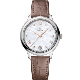 Omega De Ville Prestige 34 mm, stalowy na skórzanym pasku 434.13.34.20.55.001