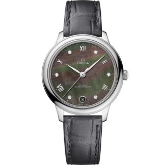 Omega De Ville Prestige 34 mm, stalowy na skórzanym pasku 434.13.34.20.57.001