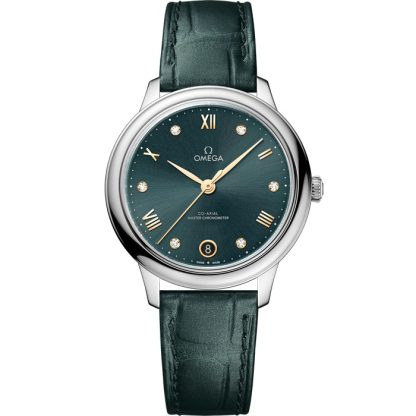Omega De Ville Prestige 34 mm, stalowy na skórzanym pasku 434.13.34.20.60.001