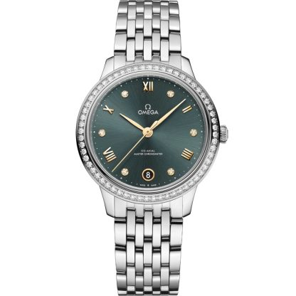 Omega De Ville Prestige 34 mm, stalowy na stalowym pasku 434.15.34.20.60.001