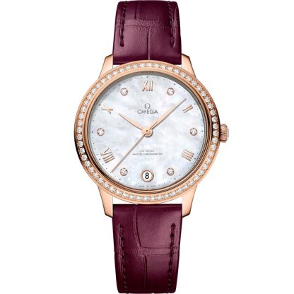 Omega De Ville Prestige 34 mm, złoto Sedna™ na skórzanym pasku 434.58.34.20.55.001