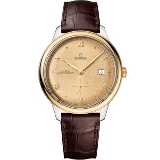 Omega De Ville Prestige 41 mm, stal - żółte złoto na skórzanym pasku 434.23.41.20.08.001