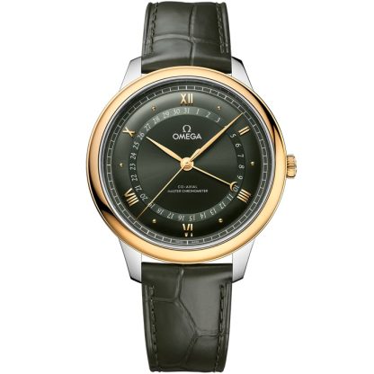 Omega De Ville Prestige 42 mm, stal - żółte złoto na aligatorze 434.23.42.22.10.001