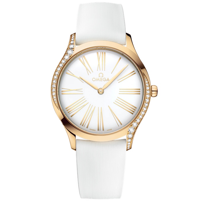 Omega De Ville Trésor 36 mm, złoto Moonshine™ na gumowym pasku 428.57.36.60.04.001