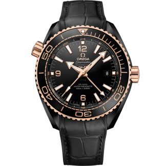 Omega Deep Black Seamaster Planet Ocean 600M 45,5 mm, czarna ceramika na skórzanym pasku z gumową podszewką 215.63.46.22.01.001