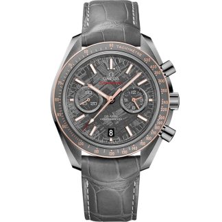 Omega Meteorite Speedmaster Dark Side of the Moon 44.25 mm, szara ceramika na skórzanym pasku ze składanym zapięciem 311.63.44.51.99.001