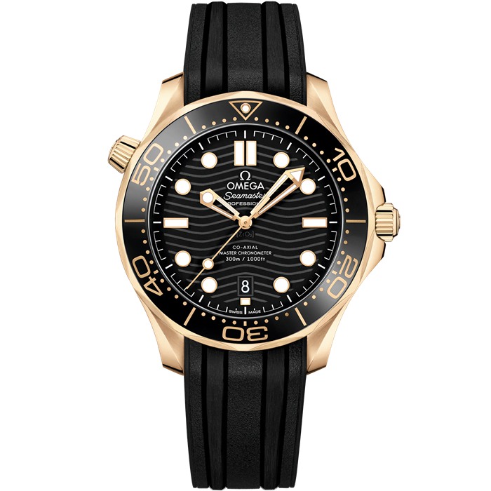 Omega New Seamaster Diver 300M 42 mm, złoto Moonshine™ na gumowym pasku 210.62.42.20.01.003
