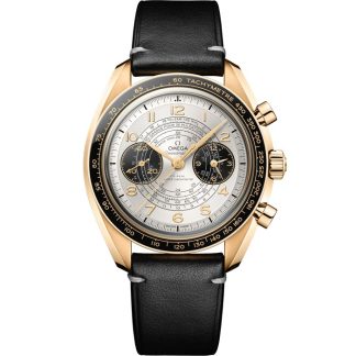 Omega Paris 2024 Speedmaster Chronoscope 43 mm, złoto Moonshine™ na skórzanym pasku 522.62.43.51.02.001