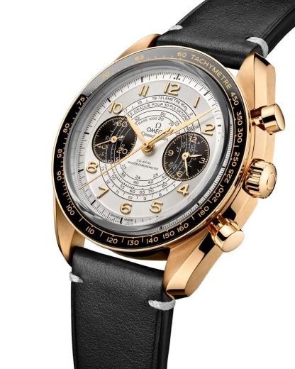 Omega Paris 2024 Speedmaster Chronoscope 43 mm, złoto Moonshine™ na skórzanym pasku 522.62.43.51.02.001 - obrazek 3