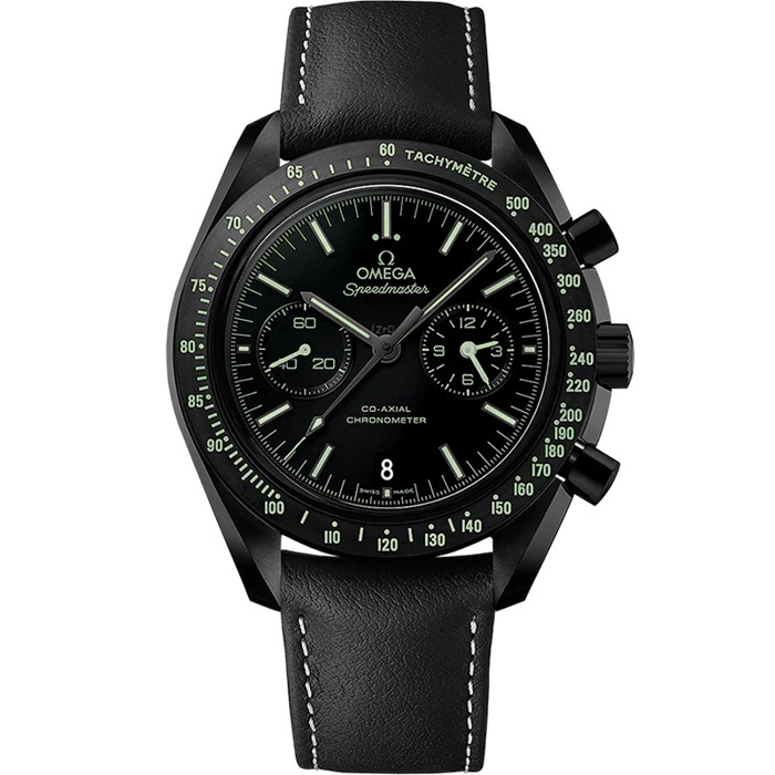 Omega Pitch Black Speedmaster Dark Side of the Moon 44.25 mm, czarna ceramika na skórzanym pasku 311.92.44.51.01.004