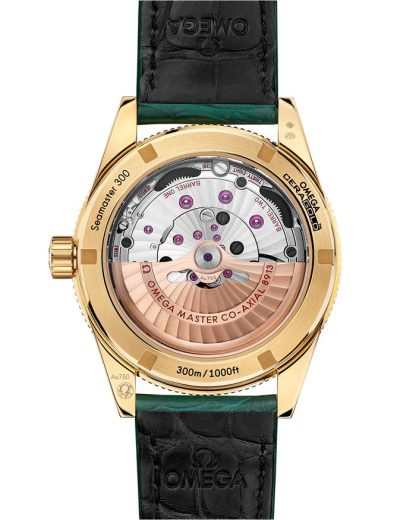 Omega Seamaster 300 41 mm, żółte złoto na skórzanym pasku 234.63.41.21.99.001 - obrazek 2