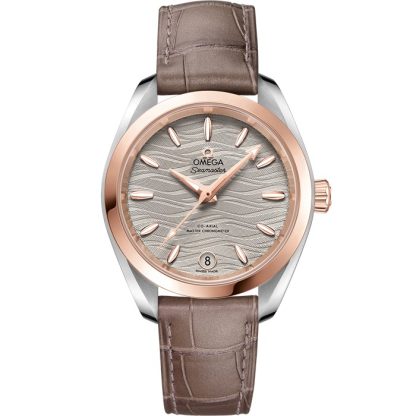 Omega Seamaster Aqua Terra 150M 34 mm, stal - złoto Sedna™ na skórzanym pasku 220.23.34.20.06.001