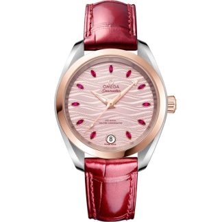 Omega Seamaster Aqua Terra 150M 34 mm, stal - złoto Sedna™ na skórzanym pasku 220.23.34.20.60.001