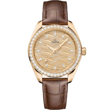 Omega Seamaster Aqua Terra 150M 34 mm, złoto Moonshine™ na aligatorze 220.58.34.20.99.008