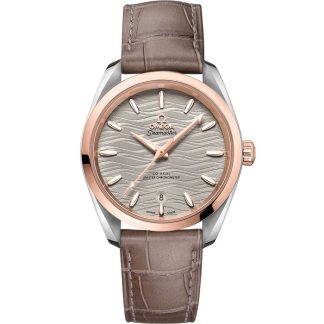 Omega Seamaster Aqua Terra 150M 38 mm, stal - złoto Sedna™ na skórzanym pasku 220.23.38.20.06.001