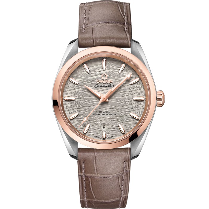 Omega Seamaster Aqua Terra 150M 38 mm, stal - złoto Sedna™ na skórzanym pasku 220.23.38.20.06.001