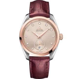Omega Seamaster Aqua Terra 150M 38 mm, stal - złoto Sedna™ na skórzanym pasku 220.23.38.20.59.001