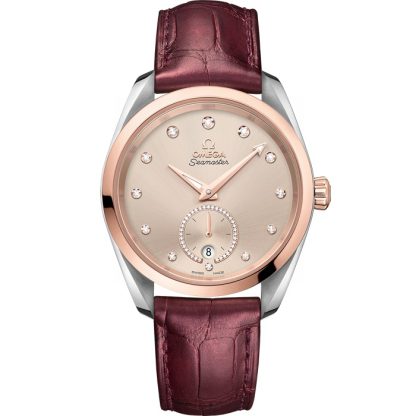 Omega Seamaster Aqua Terra 150M 38 mm, stal - złoto Sedna™ na skórzanym pasku 220.23.38.20.59.001