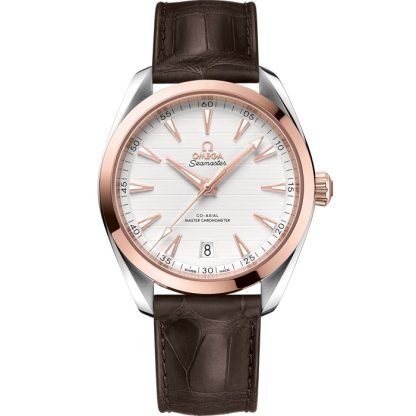 Omega Seamaster Aqua Terra 150M 41 mm, stal - złoto Sedna™ na skórzanym pasku 220.23.41.21.02.001