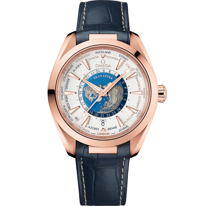 Omega Seamaster Aqua Terra 150M 43 mm, złoto Sedna™ na skórzanym pasku 220.53.43.22.02.001