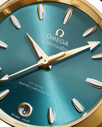 Omega Seamaster Aqua Terra Shades 34 mm, złoty Moonshine™ na skórzanym pasku 220.53.34.20.10.001 - obrazek 3