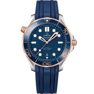 Omega Seamaster Diver 300M 42 mm, stal - złoto Sedna™ na gumowym pasku 210.22.42.20.03.002