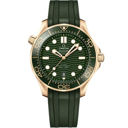 Omega Seamaster Diver 300M 42 mm, złoty Moonshine™ na gumowym pasku 210.62.42.20.10.001