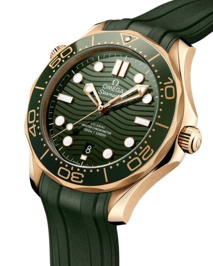 Omega Seamaster Diver 300M 42 mm, złoty Moonshine™ na gumowym pasku 210.62.42.20.10.001 - obrazek 3