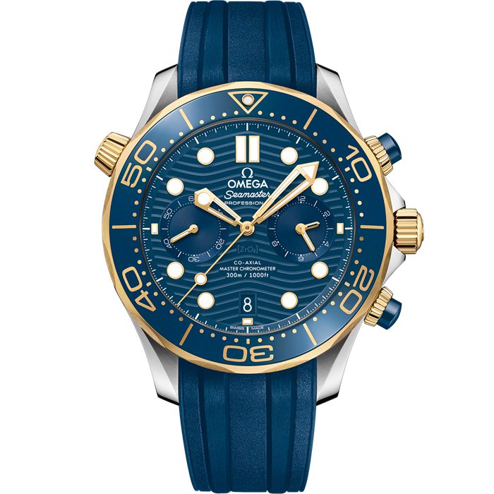 Omega Seamaster Diver 300M 44 mm, stal - żółte złoto na gumowym pasku 210.22.44.51.03.001