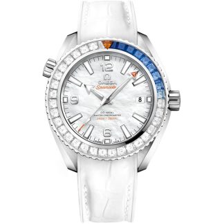 Omega Seamaster Planet Ocean 600M 39,5 mm, białe złoto na skórzanym pasku z gumową podszewką 215.58.40.20.05.001