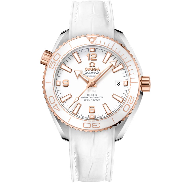 Omega Seamaster Planet Ocean 600M 39,5 mm, stal - złoto Sedna™ na skórzanym pasku z gumową podszewką 215.23.40.20.04.001